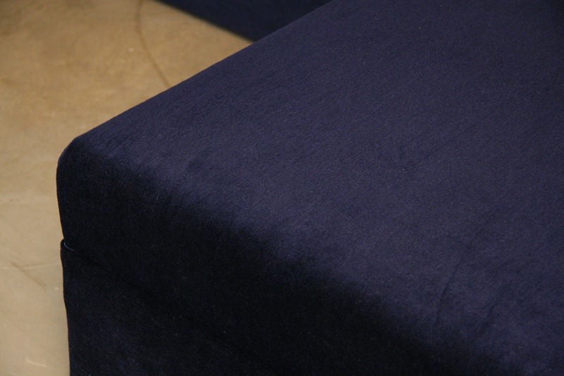 Modular sectional sofa in blue mohair by Milo Baughman 3