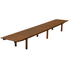 Long Brazilian Rosewood slat bench or coffee table