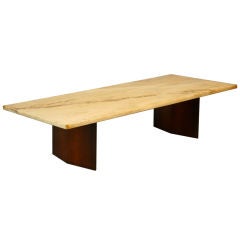 Diamond-shaped Rosewood base and marble top coffee table