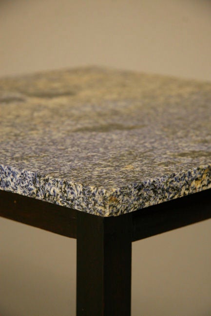 Mid-20th Century Ocean Blue Granite and Ebonized Rosewood Side Tables For Sale