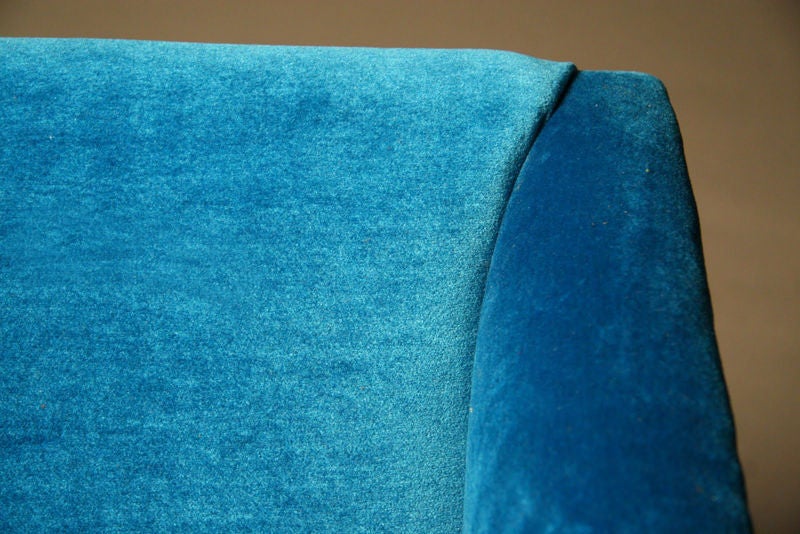 Pair of Milo Baughman blue mohair and chrome lounge chairs 2