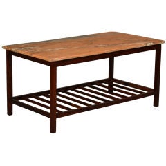 Rectangular Brazilian Rosewood and granite coffee table