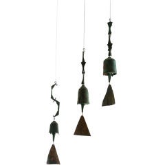 Vintage 3 Bronze "Windbells" by Paolo Soleri