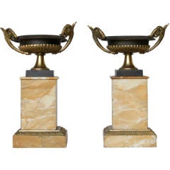 Pair of Empire Patinated-Bronze Tazza