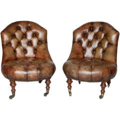 Antique Pair of Edwardian Slipper Chairs