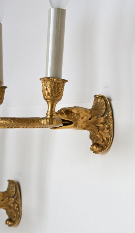 French Pair of Regency Gilt Bronze Sconces