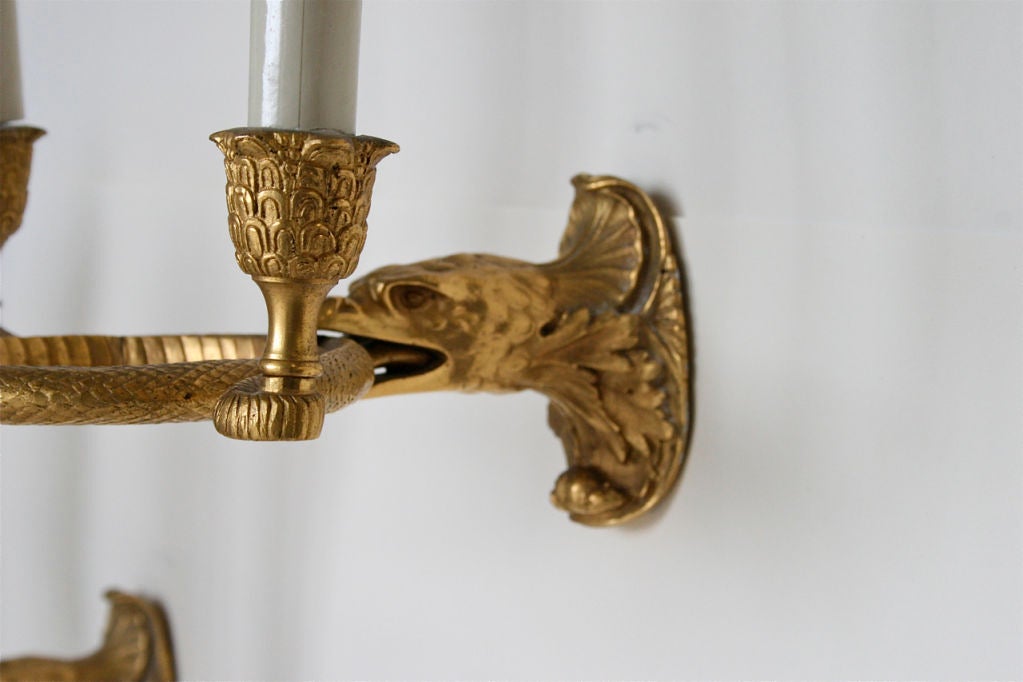 19th Century Pair of Regency Gilt Bronze Sconces