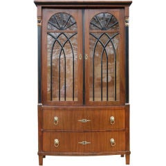 Biedermeier Mahogany and Ebonized Wood Bookcase Cabinet