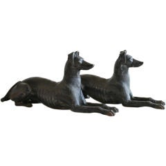 Vintage Large Pair of Cast Iron Dogs