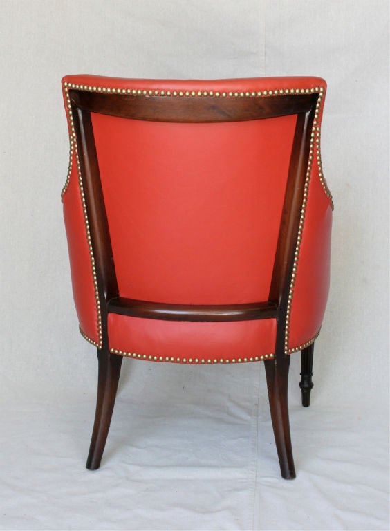 Mahogany Regency Style Upholstered Arm Chair