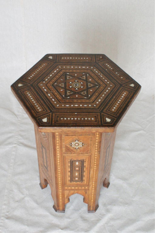 Wood Moroccan Inlaid Side Table