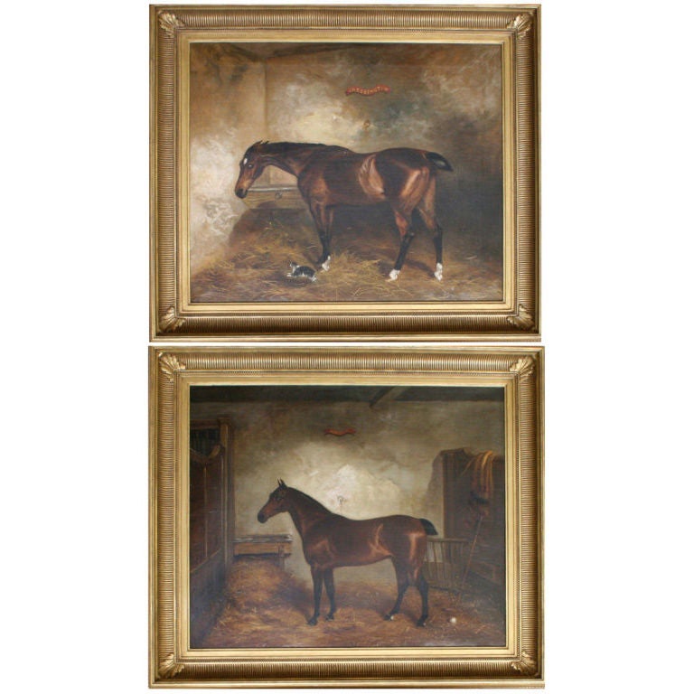 Large Pair of Horse Paintings
