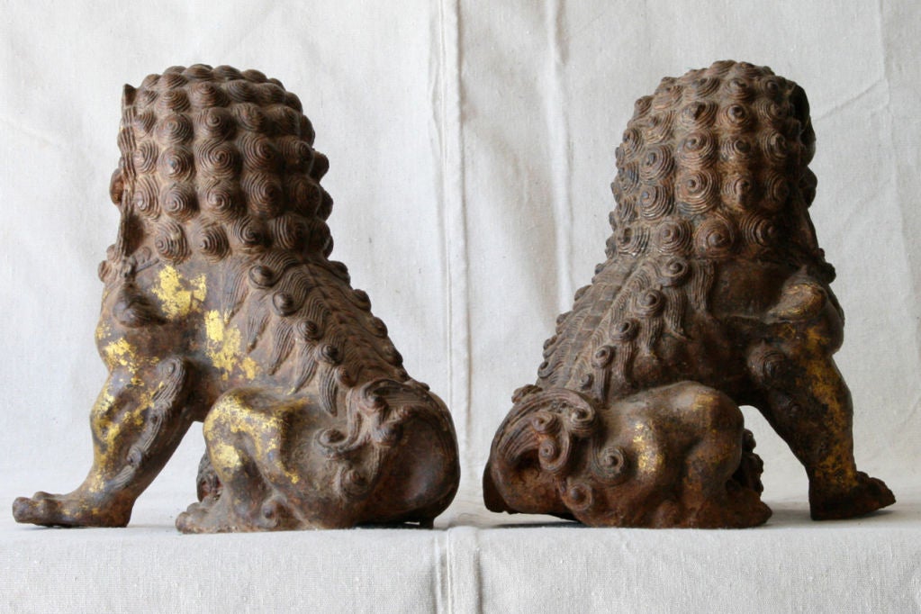 Pair of Cast Iron Foo Dogs 1