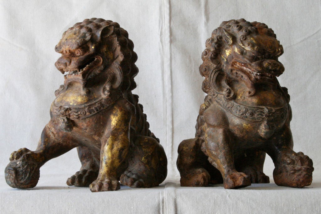 Pair of Cast Iron Foo Dogs 3