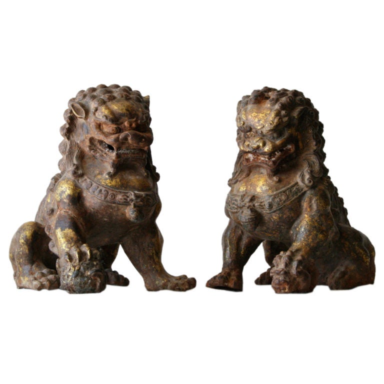 Pair of Cast Iron Foo Dogs