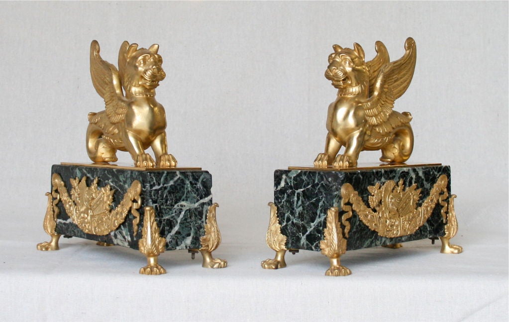 Pair of Louis XVI Style Ormolu Chenets