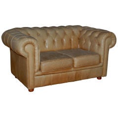 Retro Swedish Pale Leather Chesterfield