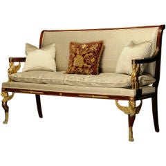 French 2nd Empire Mahogany Sofa with gilt bronze mounts