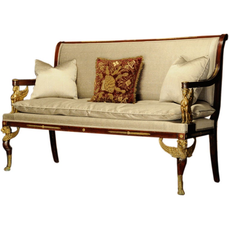 French 2nd Empire Mahogany Sofa with gilt bronze mounts at 1stDibs
