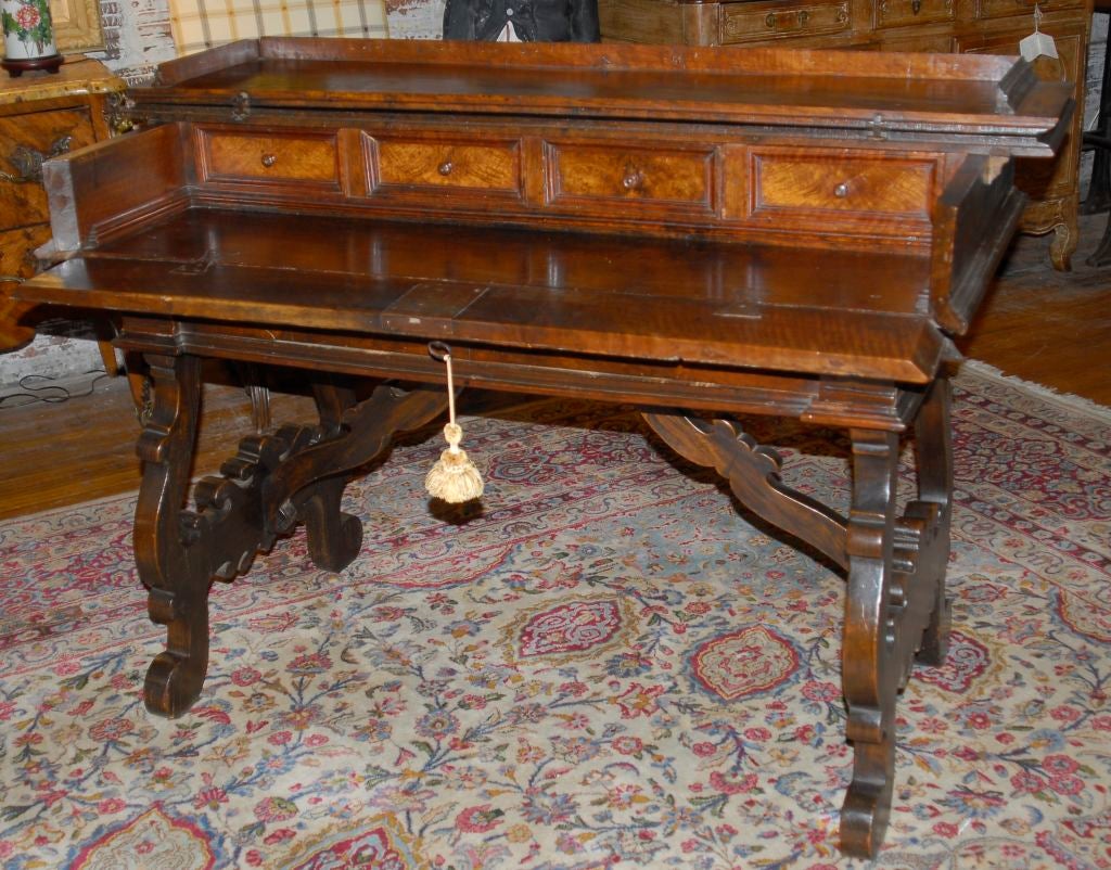 Spanish Baroque Burlwood Console Desk