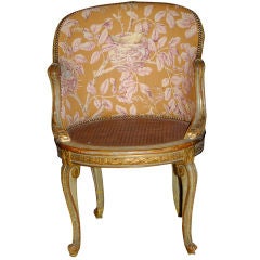 Maison Jansen Cane and Giltwood armchair or Fauteuil de Bureau