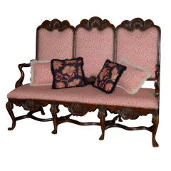 18th Century  Italian Carved Walnut Settee