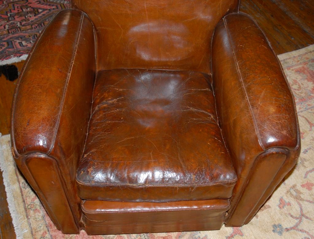 French Art Deco Leather Club Chairs 1