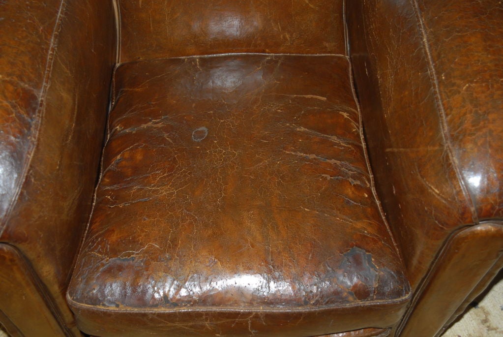 French Art Deco Leather Club Chairs 5
