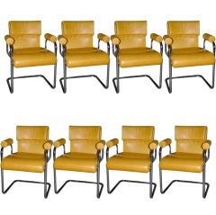Pace Collection Set of  8 Leather Armchairs by Guido Faleschini