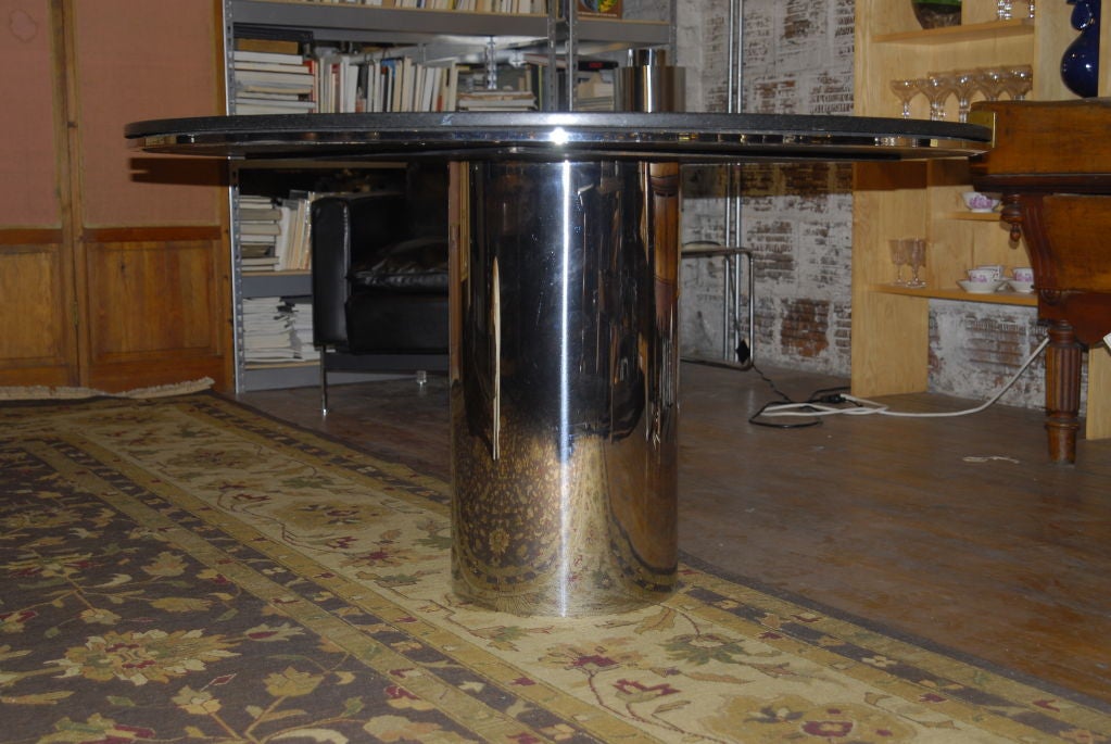 American Polished Stainless steel and Granite Table by  Brueton 