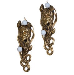 Pair of Art Nouveau Sconces by, Maurice Bouval