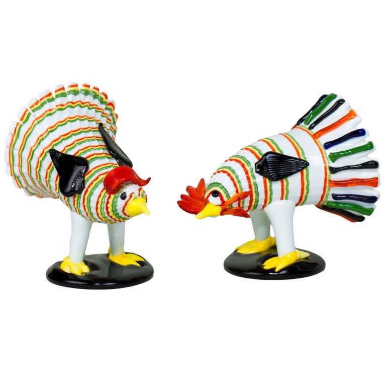 Venini Bianconi Art Glass Chickens