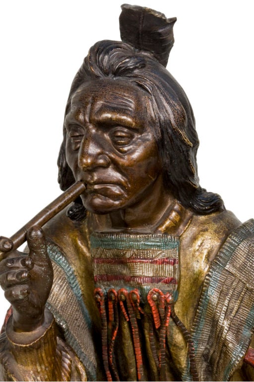 Austrian Indian Chief Smoking Pipe By, Carl Kauba