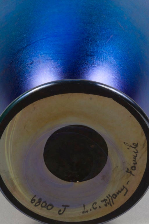 American Tiffany Favrile Iridized Blue Vase
