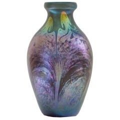 Tiffany Favrile Stylized Peacock Vase