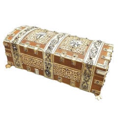 Anglo-Indian Sandalwood Box with Ivory Mounts & Silver Hardware
