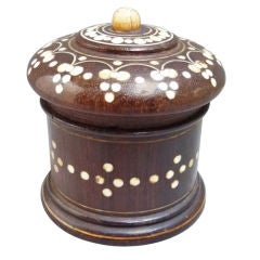 Small Round Rosewood Box with Ivory Inlay