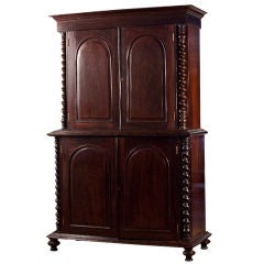 Anglo-Indian Rosewood Cabinet with Spiral Columns