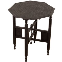 Antique Mughal Style Ebony Octagonal Teapoy or End Table