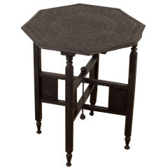 Mughal Style Solid Ebony Octagonal Folding Teapoy or End Table