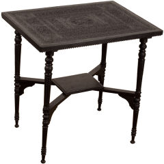 Antique Mughal Style Solid Ebony Teapoy or End Table