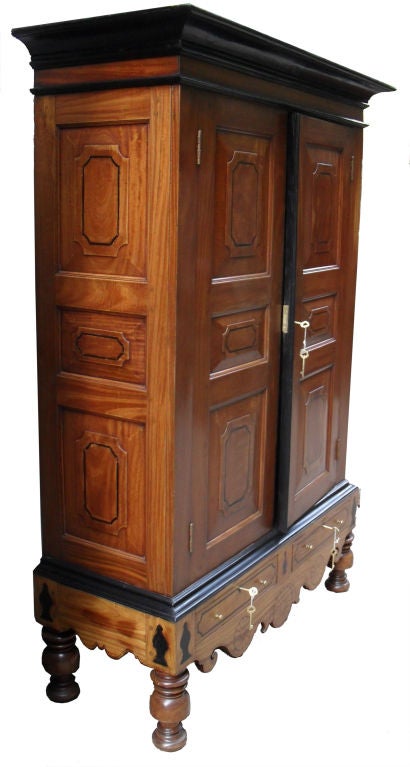 19th Century Indo-Dutch Colonial Cabinet in Satinwood and Ebony