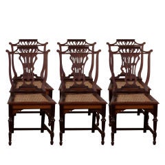 Set of Six Anglo-Indian Chairs in Rosewood and Teak