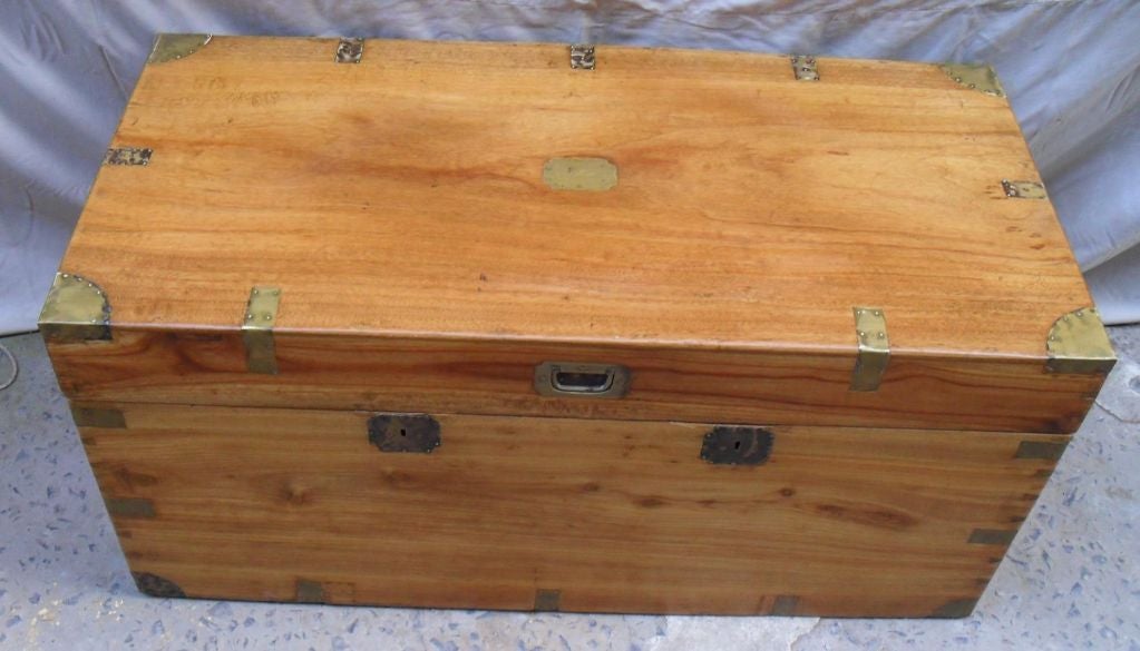 British Colonial Camphor Wood Chest with Brass Hardware 1