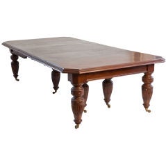 British Campaign Mahogany Dining Table with Five Leaves