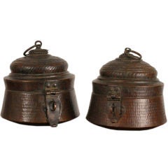 Indian Copper Grain Pots Set of Two