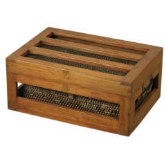 Rattan Basket with External Teak Frame