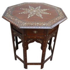 Anglo-Indian Octagonal Rosewood Sidetable with Ivory Inlay