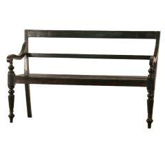 Anglo-Indian Ebony Bench with Wood Slat Seat