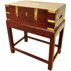 Anglo-Indian Rosewood Cashbox with Brass Details on Stand